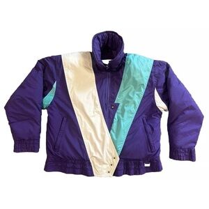 VTG White Stag Down Filled Puffer Ski Jacket Color Block Purple Women Large